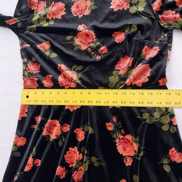Exhilaration Dress Womens XL Black Floral Velvet Long Sleeve Goth Whimsigoth - Picture 8 of 11